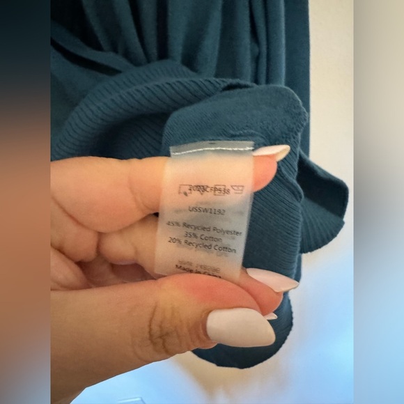 NEW Universal Standard Statement Wrap Sweater Blue Size 34 6x Cotton Blend NWT - Picture 7 of 9